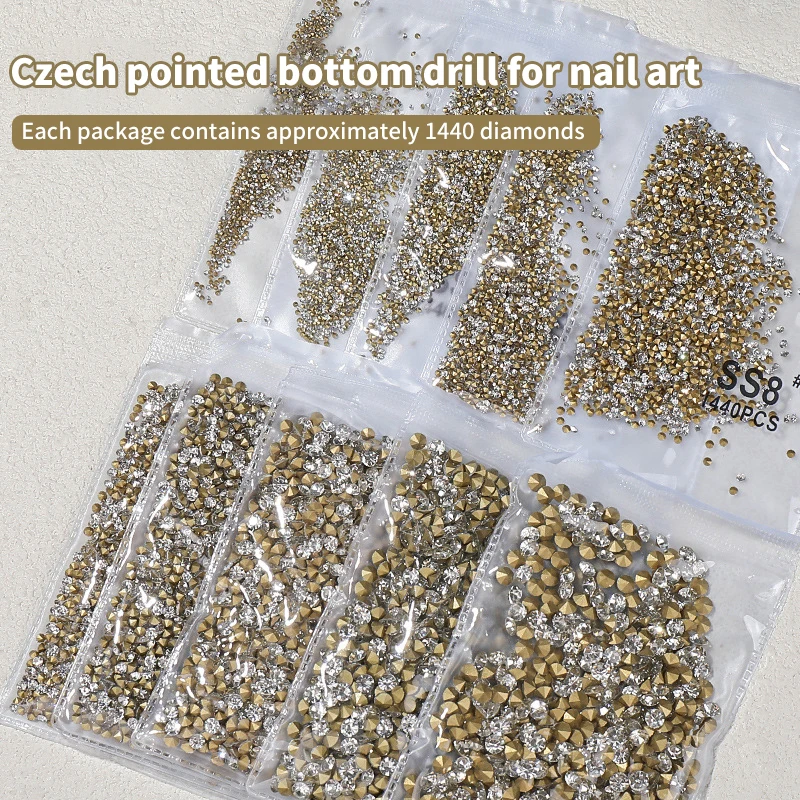 Manicure Tools Nail Sharp Bottom Diamond Decoration Flashy Stereoscopic Rhinestone Nail Accessories Painting Salon Artists