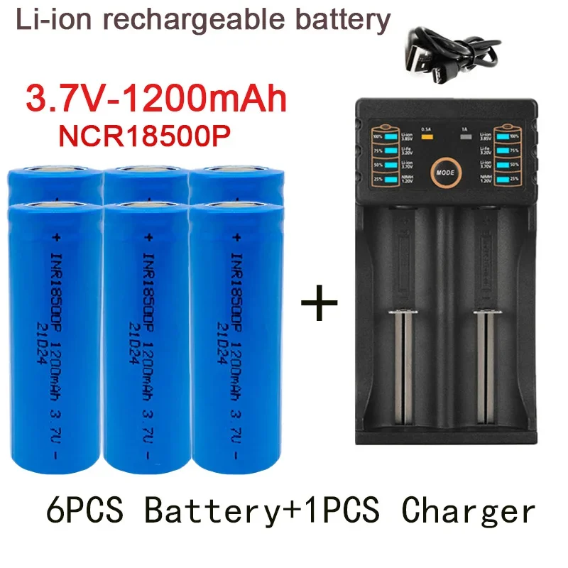 

18500 rechargeable battery 3.7V 1200mAh for strong light flashlights, dedicated lithium-ion+charger for anti light,free shipping
