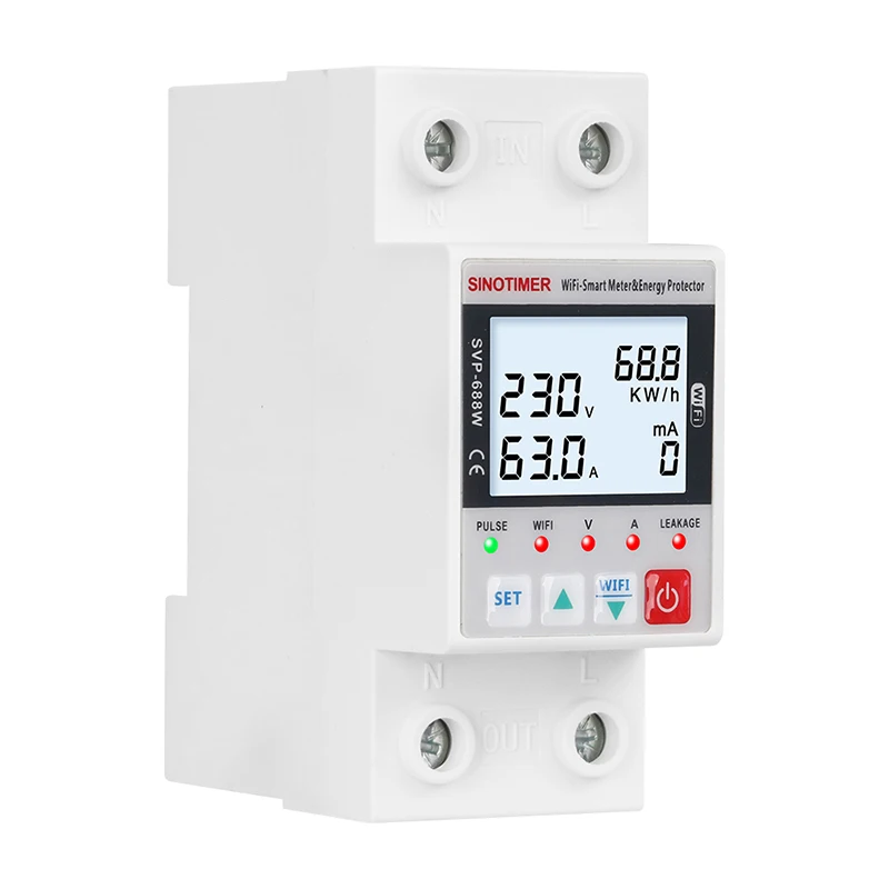 TUYA APP WiFi Smart Circuit Breaker Earth Leakage Over Under Voltage Protector Relay Remote Switch ON/OFF Energy Power kWh Meter circuit breaker