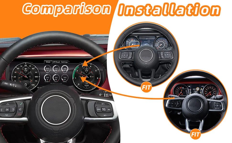 12.3'' full HD LCD Digital Instrument Cluster For Jeep Wrangler JL/Gladiator 201