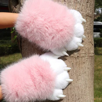 Furry Cat Gloves With Claws 1
