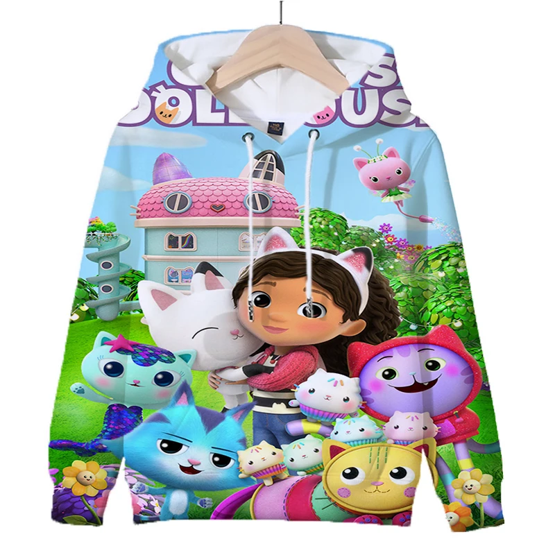 

Children Gabbys Dollhouse Hoodies Cute Cartoon Sweatshirt Boys Girls Autumn Tops Gabby Cats Print Pullover Sudadera Kids Clothes