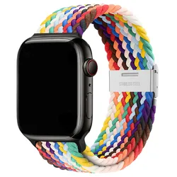 Braided Nylon Strap for Apple Watch - Vibrant and Durable Bracelet (Official rainbow)