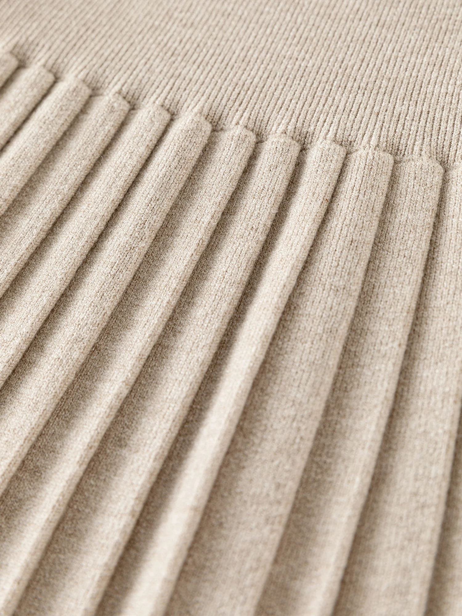 FSLE Women Knitted Square Neck Long Knee-Length Sweater Dress Autumn Gentle Oatmeal Color Female 24FS13267 knitted dress