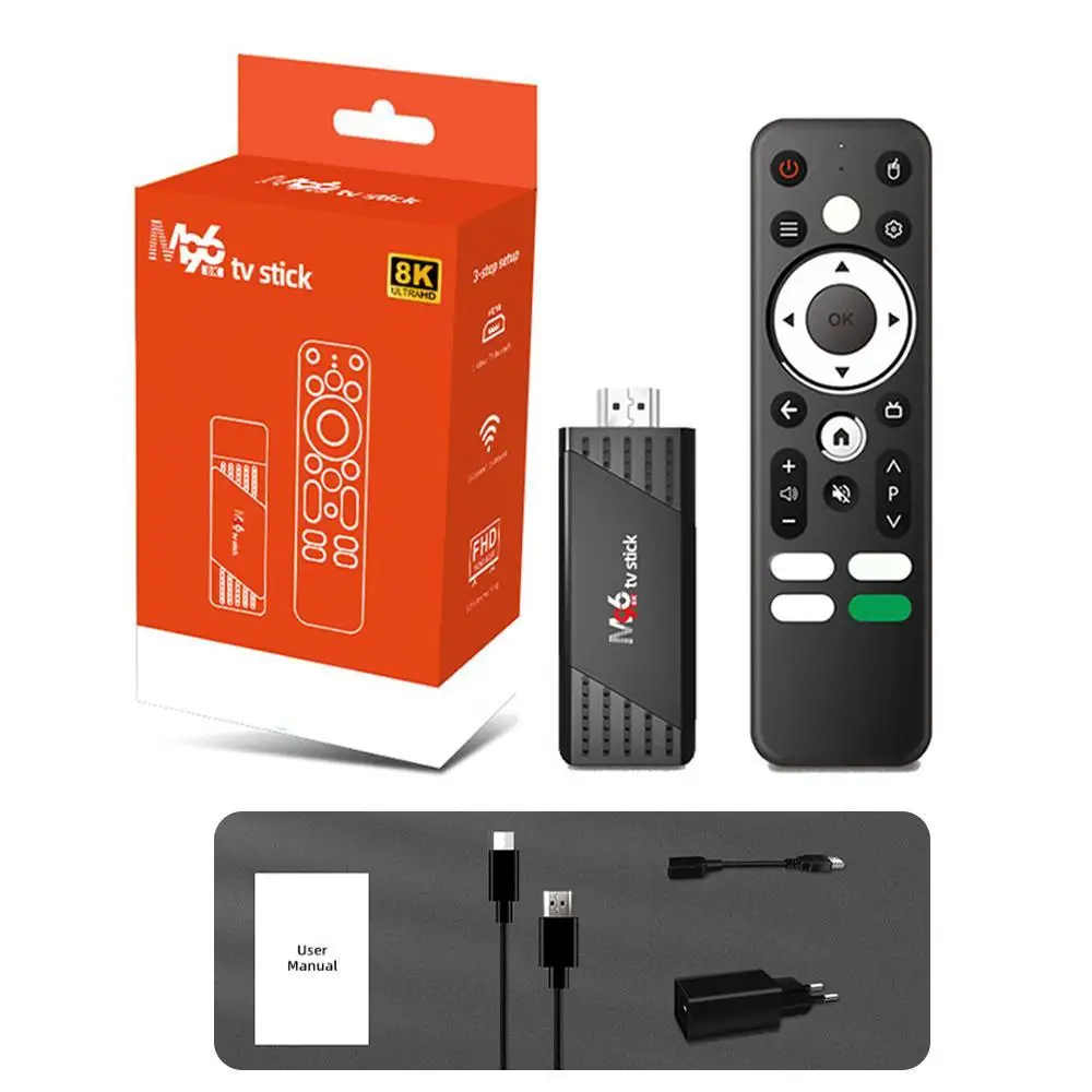 

M96 TV Stick Android TV Stick Supports 5.8G/2.4G Wi-Fi Bluetooth 5.0 8K Smart TV Box 2GB+16GB HDR 10 Media Player Set Top Box