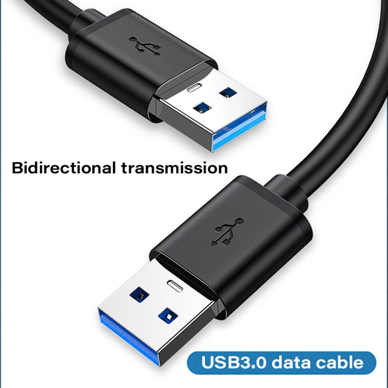 짧은 USB 3.0 케이블, HDD 인클로저용 더블 USB A 타입 플러그, USB 3.0 허브 쿨링 팬 USB 스위치 - 남성-남성 연결 케이블