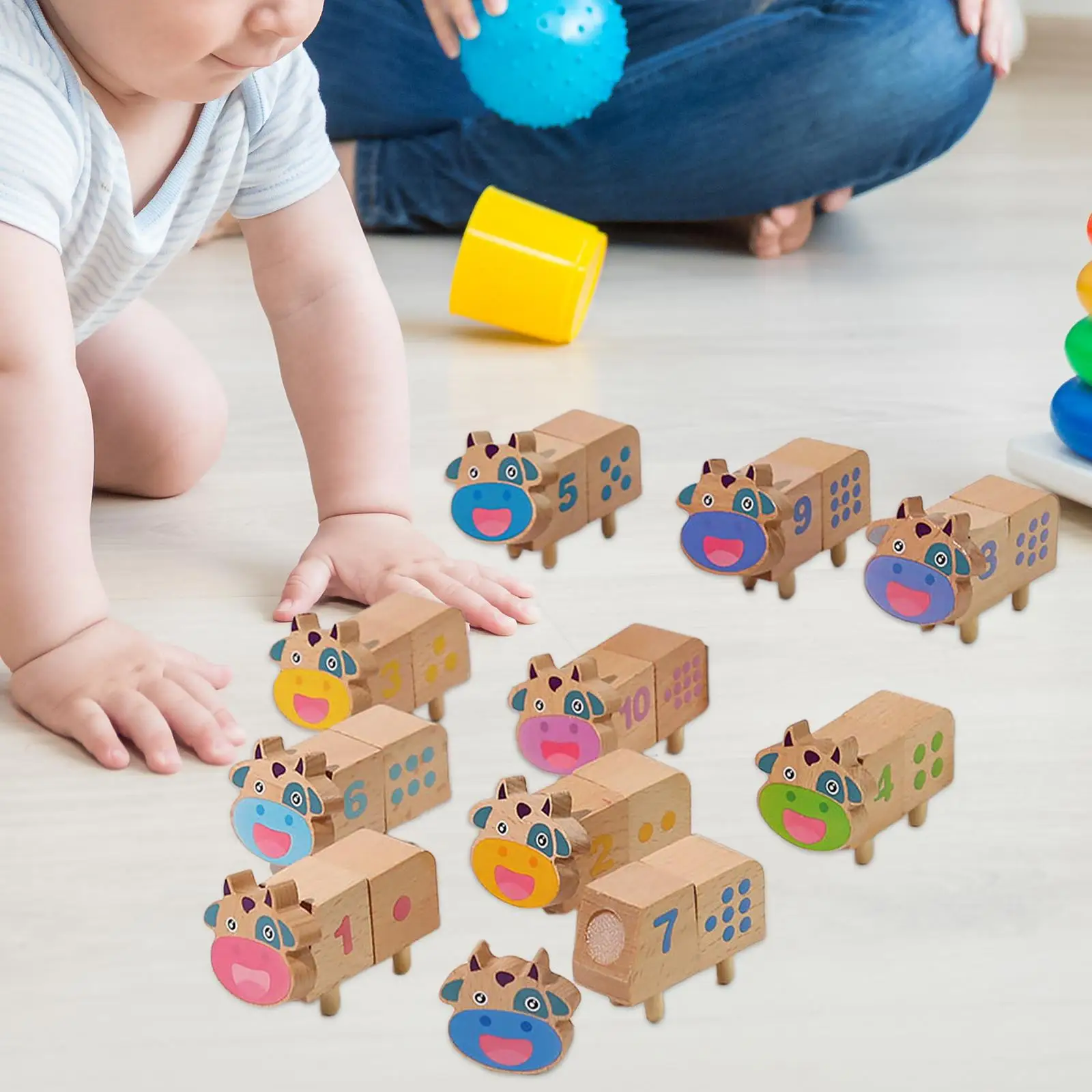 

10x Wooden Sorting Stacking Block Preschool Learning Montessori Toys Matching Puzzle for Kids 4 5 6 Girls Children Unisex