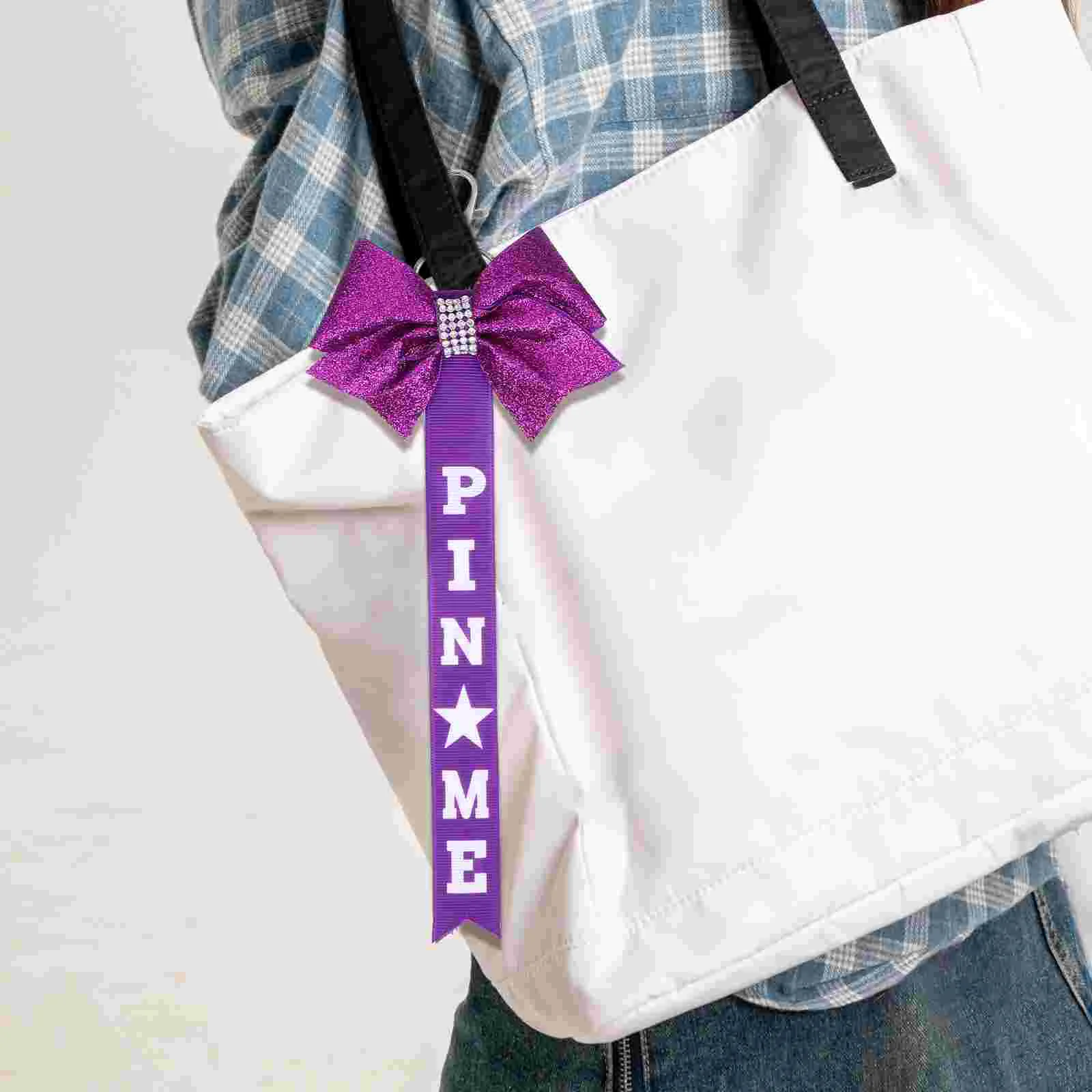 2 Pcs Keychain Bow Cheer Charms Accessories Ribbon Bows for Cheerleaders Fabric Miss Backpack