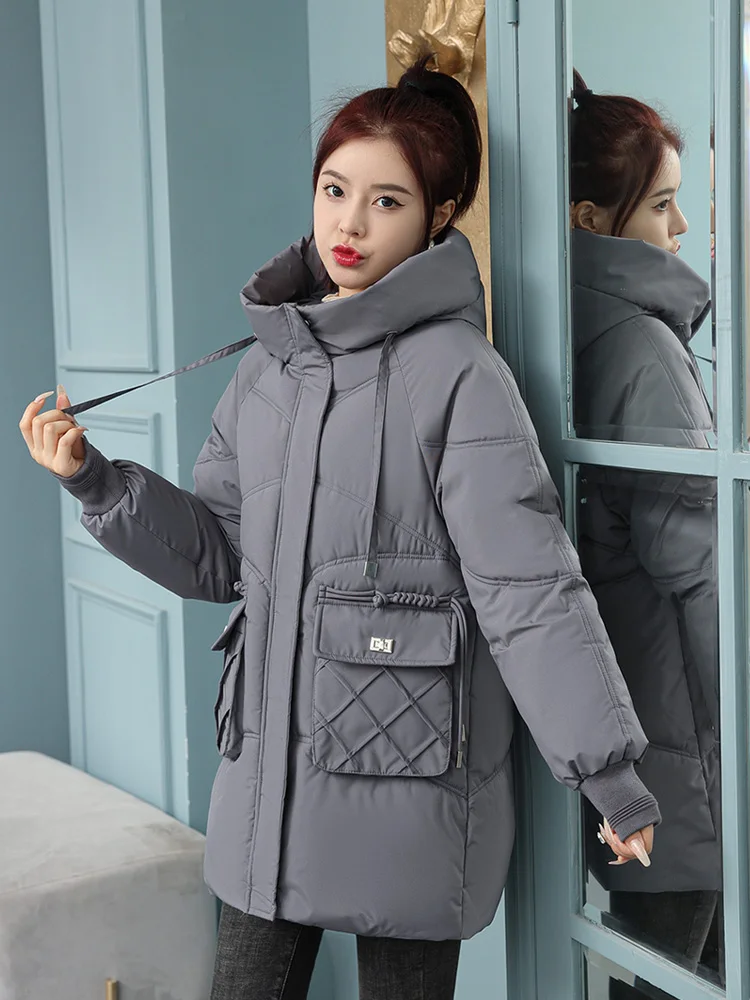 Vielleicht 2023 New Solid Winter Women Coat Oversized Parkas Jackets Casual Thick Warm Hooded Coat Female Winter Jacket Outwear