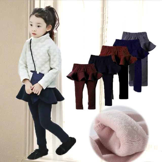 New Winter Thickening Warm Pants For girls 3-12 Year Stripe Leggings  Children Girl Skinny Plus