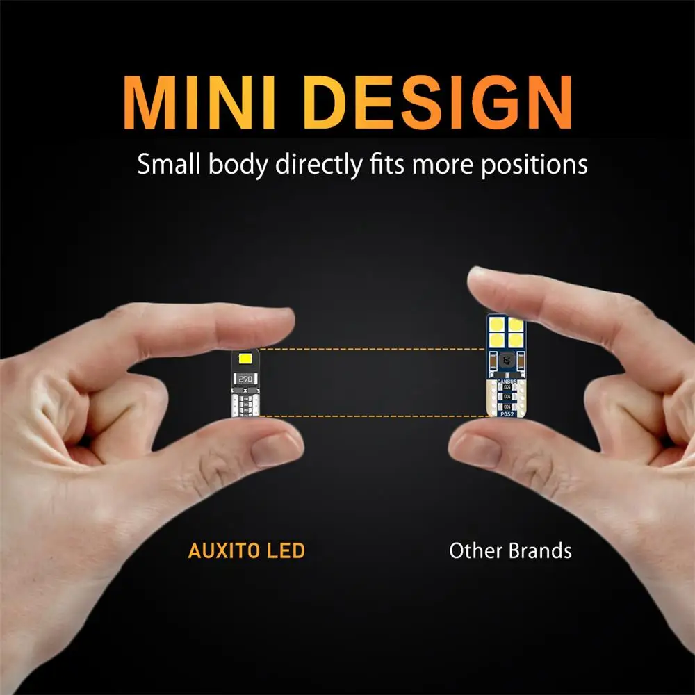 AUXITO-T10 W5W LED Canbus ڵ ׸  194 lm, 12V SMD ڵ  Ʈũ   168 2825 , 