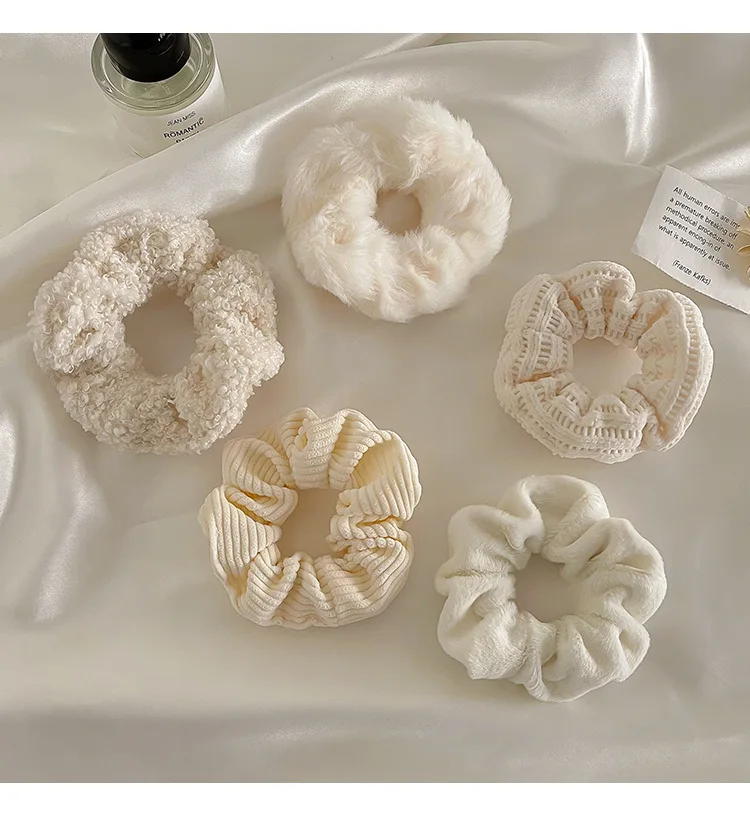 1/7 Teile/satz Plüsch Haargummi Beliebte Neue Vielseitige Flauschigen Haar Scrunchie Elastische Haarband für Frauen Mädchen Gummibänder haar – Detail 7