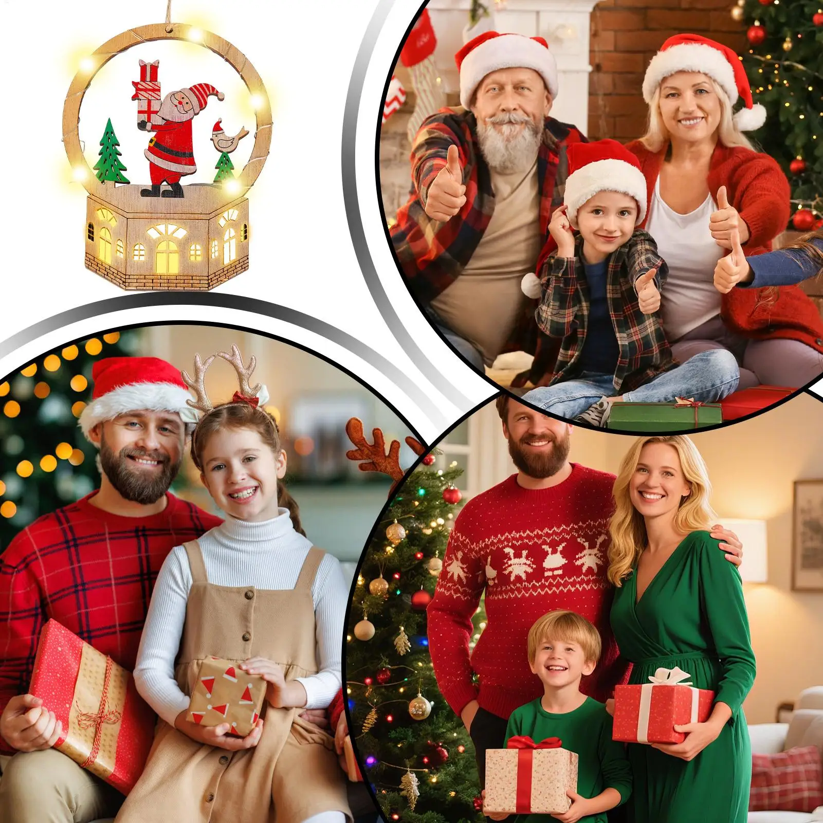 Wooden Christmas Ornaments Seasonal Decoration With LED Light Holiday Table Centerpiece For Home Decorators Festival Planners