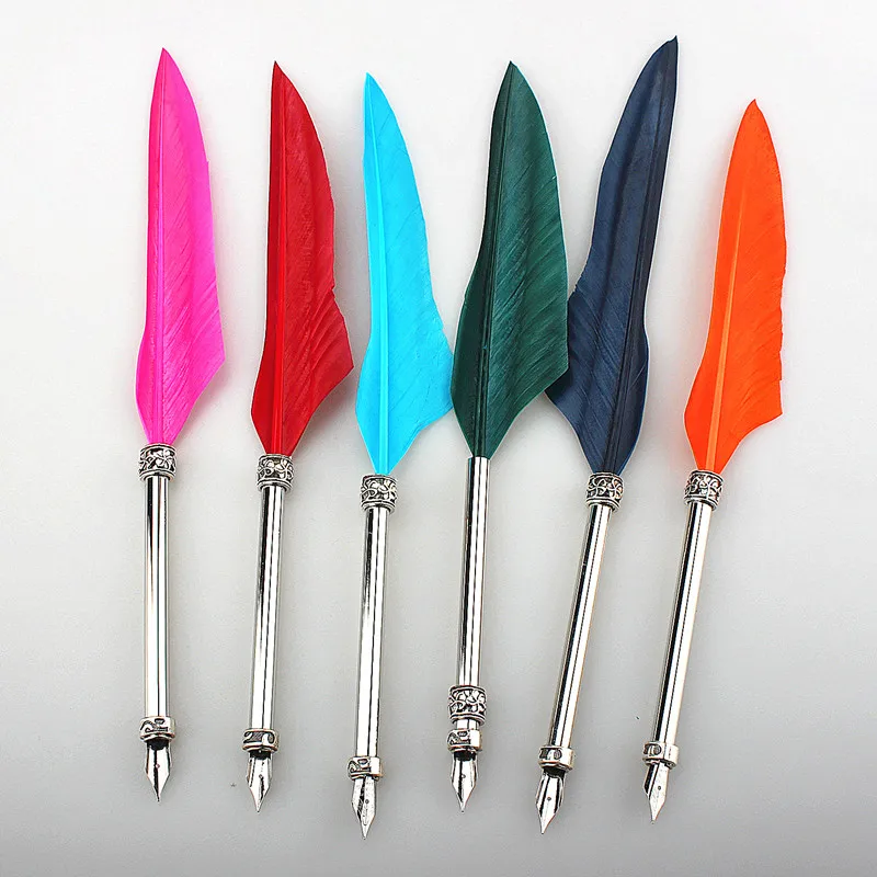 

Vintage writing feather pen metal delicate pen beautiful writing stationery valentine christmas gift