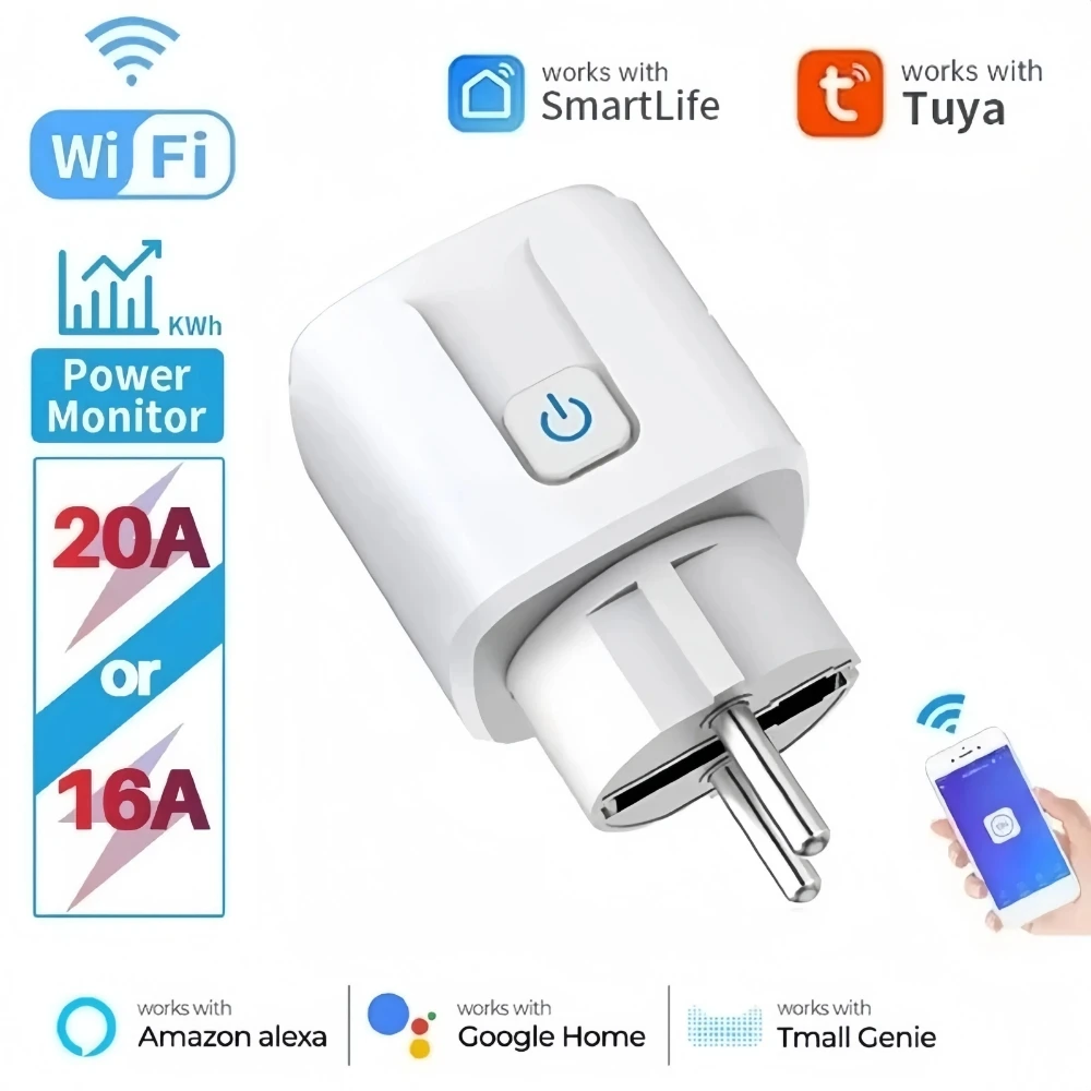 Smart EU WiFi Socket with Power Monitoring & Voice Control