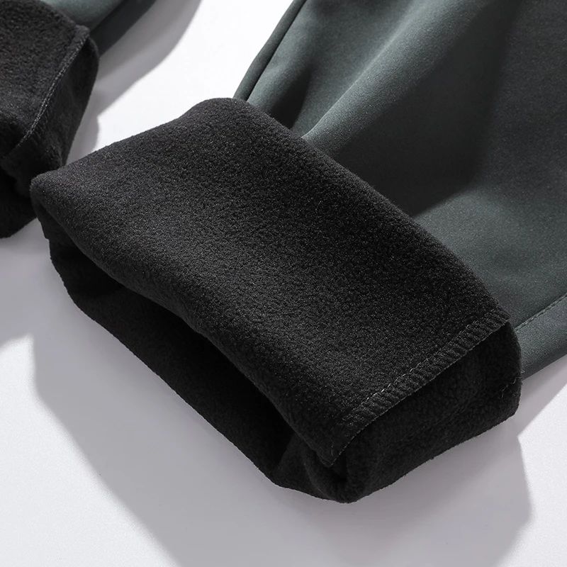 CHRLCK 양털 방수 하이킹 바지 남성 가을 겨울 남성 Softshell FleeceTrousers 캠핑 등산 러닝 야외 바지