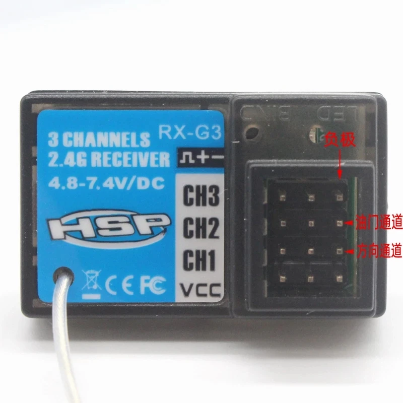 Kit récepteur HSP 2.4G RC pour voiture RC HSP 94123, pièce de rechange montrant les ports de connexion.