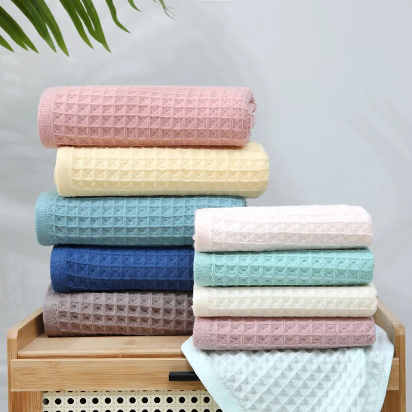Waffle Cotton Bath Towel Soft Honeycomb Strong Absorbent Face Shower Towels 70x140 for Adults Kids Home Bathroom Shower Spa Swim 4