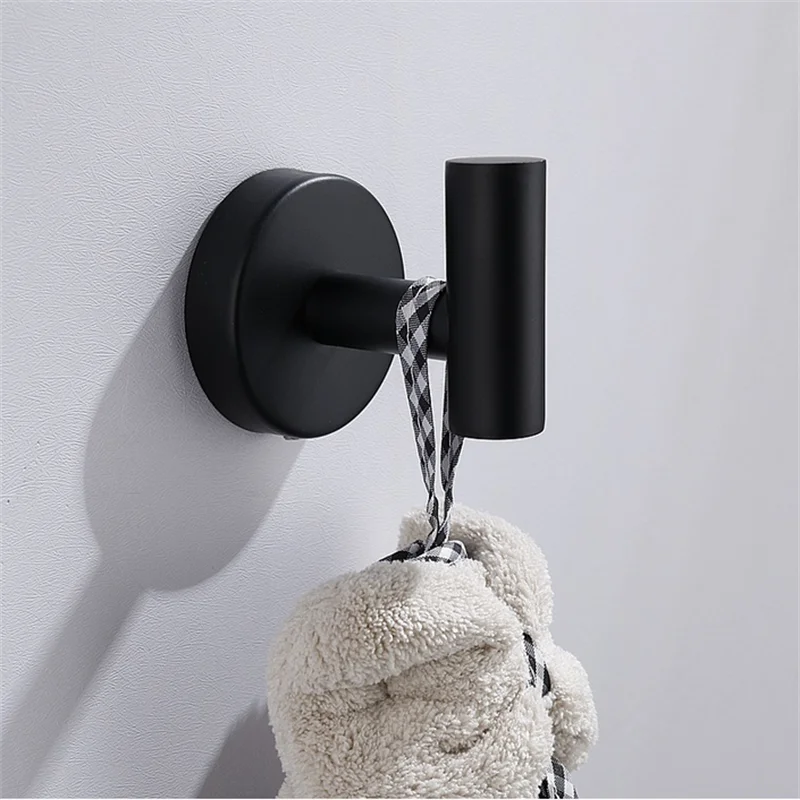 Bathroom Hardware Set 1Pcs Stainless Steel Silver Hole-Free Wall Hanging Hook Bathroom Hardware Set Towel Rack Toilet Paper Holder Towel Bar