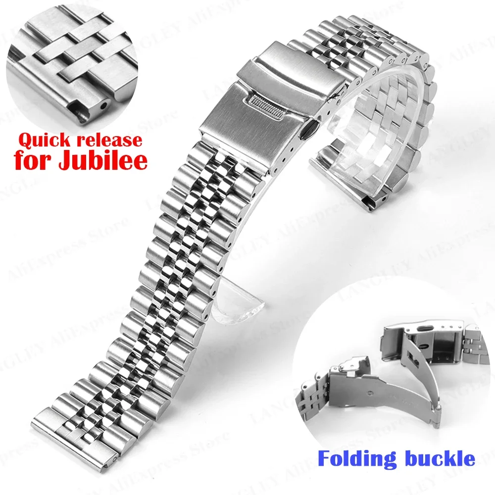 

Stainless Steel for Jubilee Strap for Seiko SKX007/009 Straight End Metal Watch Accessories 18 19 20 21 22 24mm Solid Bracelet