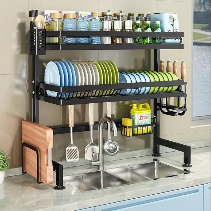 

Dish Drying Wall Mounted Kitchen Rack Over Sink Storage Bowl Drain Shelf Organizer Countertop Utensils Holder Stand