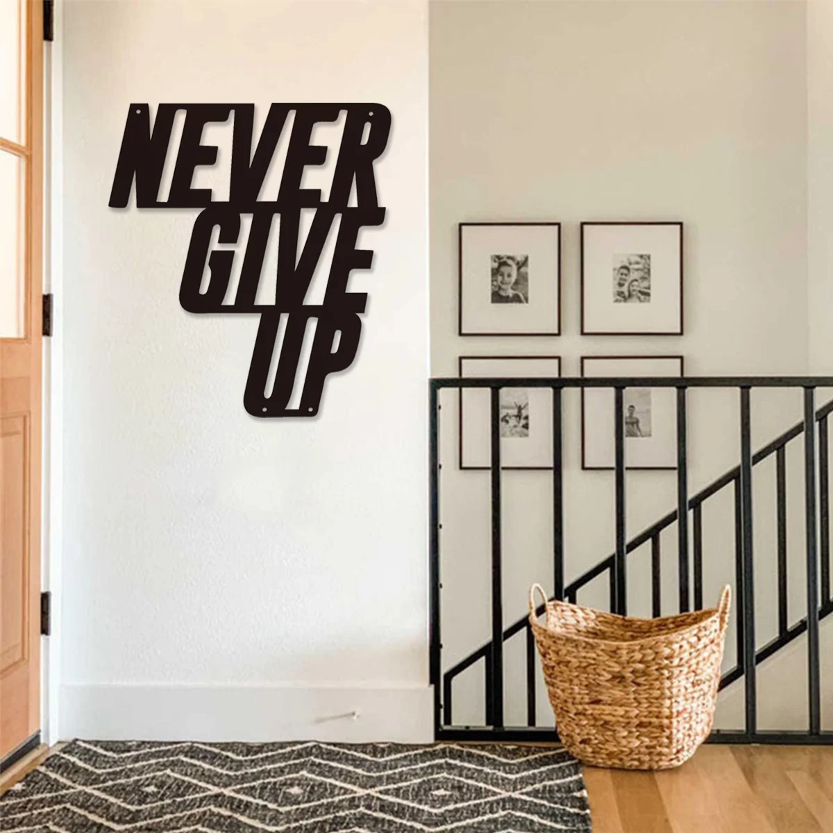 

CIFBUY Decoration 1pc Never Give Up Metal Sign Metal Home Decoration Art Wall Hangings Quote Wall Art Metal Sign Nursery Bedroom