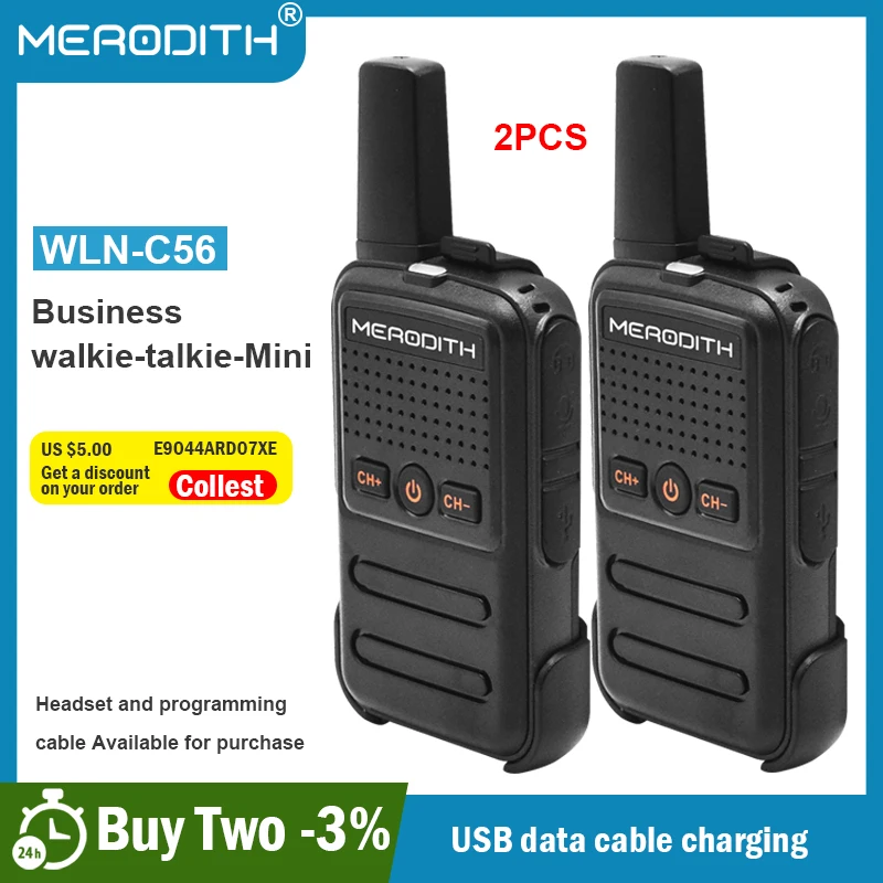 MERODITH C56 Mini walkie talkie 2 sets of walkie talkies USB Ctype