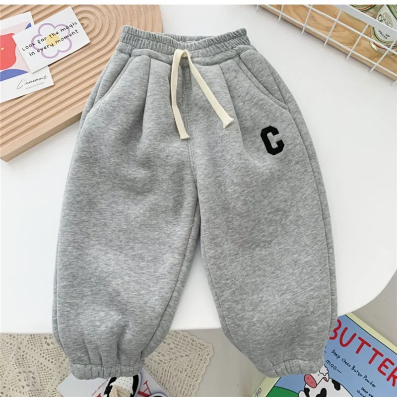 Boys Casual Thick Pants Winter Kids Padded WarmTrousers Children Pants Clothes Fleece Cotton Leggings Trousers 2-8 Years
