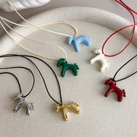 LATS Fashion Colorful Horse Pendant Long Necklace for Women Adjustable Sweater Chain Necklaces Jewelry Gifts Accessories - Image 2