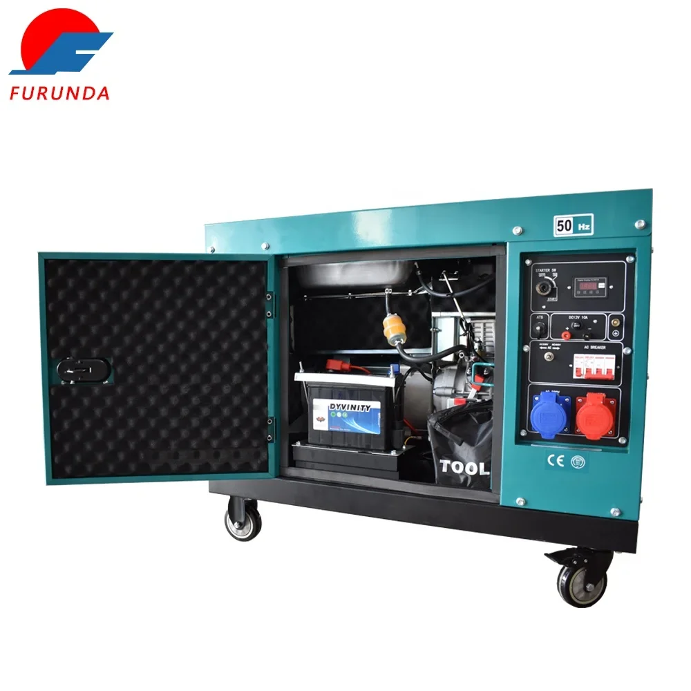 15 KVA 12 KW 1/3-phase Silent Air Cooled Small Size Electricity Power Generation Mobile Wheels Portable Diesel Generator