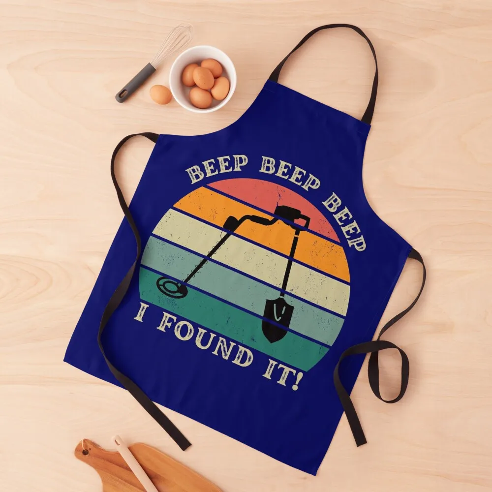 Beep beep beep i found it! sunset retro metal detecting design. Apron Kitchen Supplies Idea Goods Ladies Apron