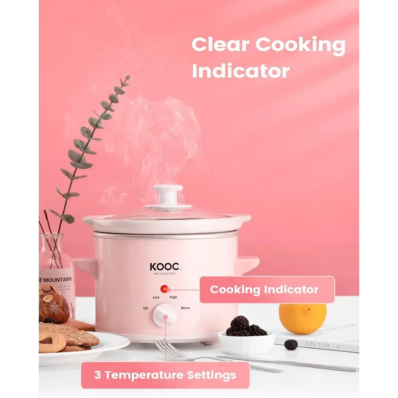 Small Slow Cooker, 2-Quart, Free Liners Included for Easy Clean-up,  Upgraded Ceramic pot, Adjustable Temp - AliExpress