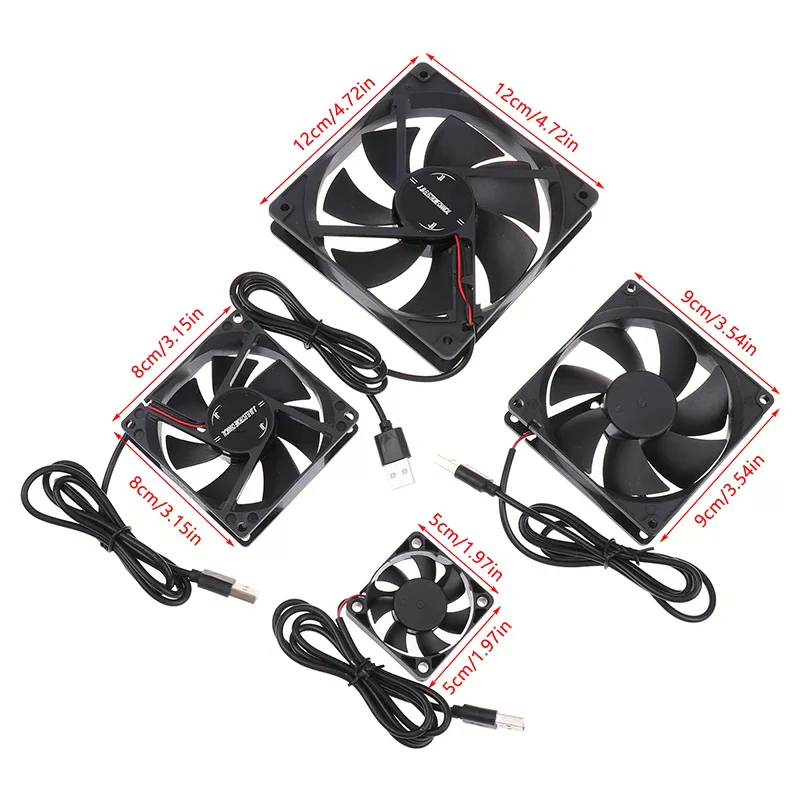 5V 무브러시 냉각 팬 USB 라우터 팬 컴퓨터 케이스 TV 박스 쿨링 케이스 50mm 80mm 90mm 120mm PC DIY 쿨러 데스크탑 팬