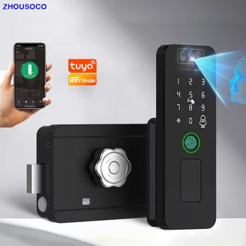 Waterproof 3D Face Recognition Outdoor Gate Fingerprint Lock Tuya WiFI App Passcode Rfid Card Keyless Electronic Smart Door Lock 1