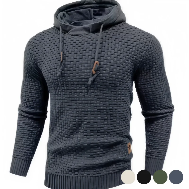 Pull à capuche en maille gaufrée classique pour homme, pull chaud pour l'automne et l'hiver, disponible en plusieurs couleurs, confortable et respirant, haut décontracté et polyvalent pour homme 1 Pull à capuche en maille gaufrée classique pour homme, pull chaud pour l'automne et l'hiver, disponible en plusieurs couleurs, confortable et respirant, haut décontracté et polyvalent pour homme 1