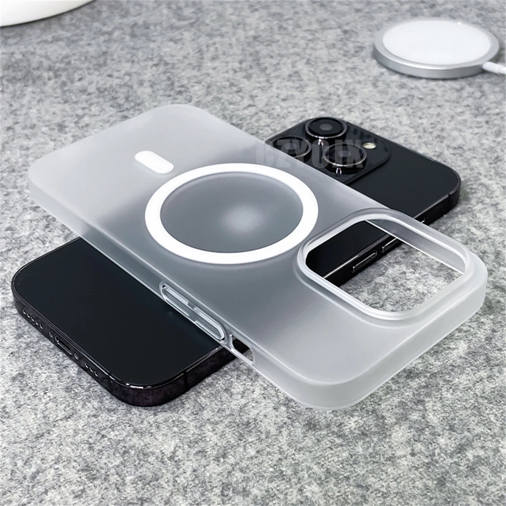 Ultra Thin Matte Magnetic Wireless Charging Clear Case - Shockproof Hard PC Cover