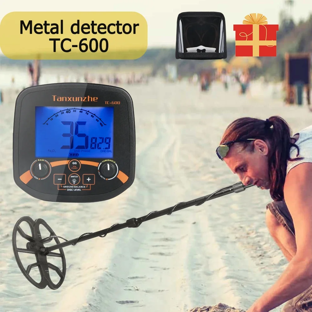 TC-600 금속 탐지기, 전문 지하 깊이 금 탐지기, 휴대용 고주파 핀포인트 탐지