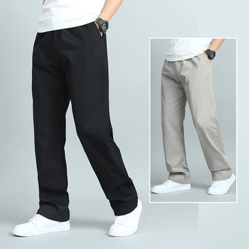 Pantaloni casual in cotone da uomo di grandi dimensioni Pantaloni dritti dalla vestibilità ampia Pantaloni lunghi da uomo grande multitasche Pantaloni da jogging da uomo Estate Autunno 1