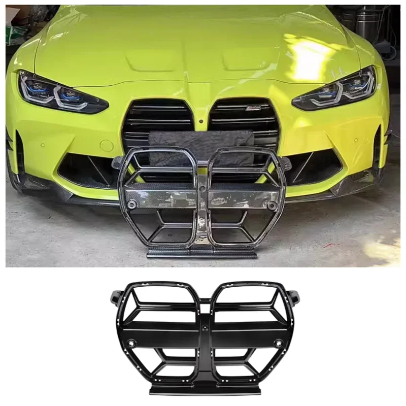 

For BMW M3 M4 G80 G82 G83 2021 2022 2023 High Quality ABS Black & Carbon Fiber Mesh Grille Trim Racing Grill Frame