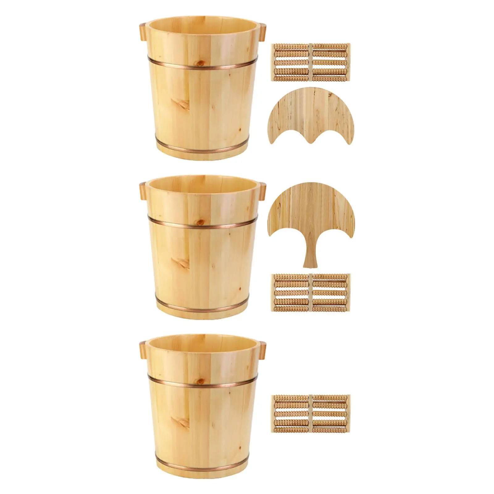 Wood Footbath Basin Foot Tub Bucket Pedicure Household Footbathing Wood Foot Bath Footbath Bucket Foot Soak Tub with Beads