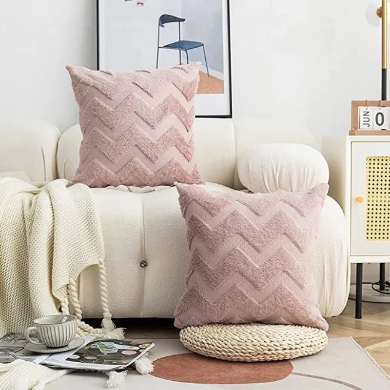 Inyahome Decorative Soft Velvet Throw Pillow Covers Solid Plain Large Sofa  Cushion Case Big House Pom pom Cozy Pillowcase - AliExpress