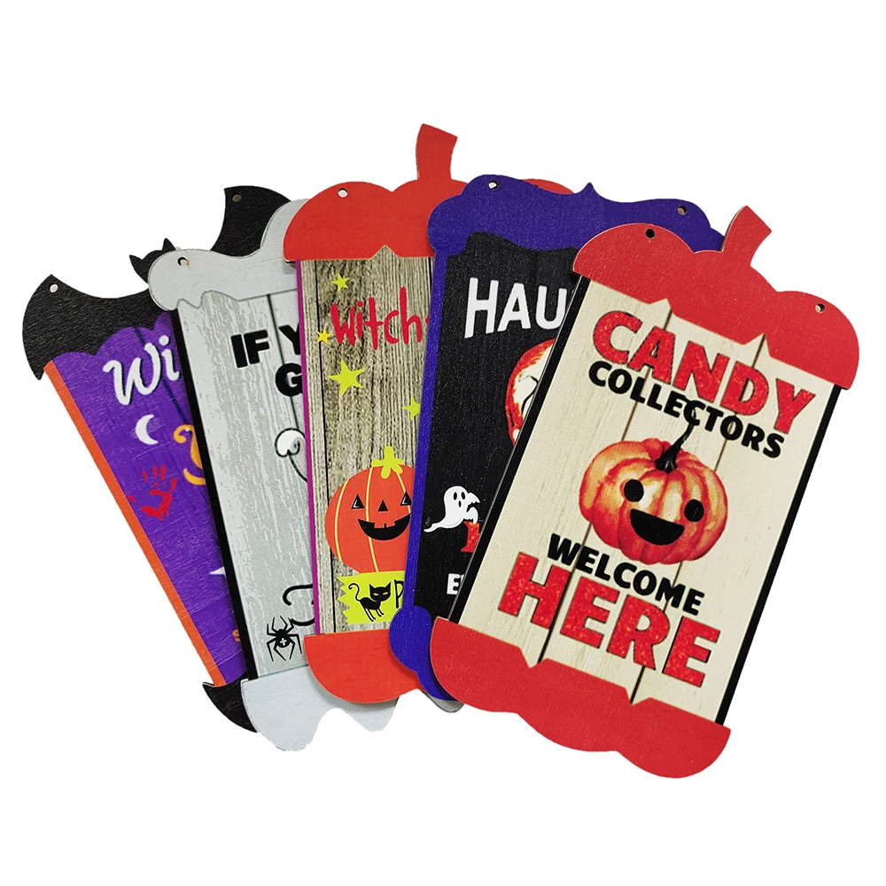 Halloween-Türschild-Anhänger aus Holz, Türknauf-Hängeornament, Cartoon-Kürbis-Geister-Aufhänger für die Halloween-Dekoration zu Hause 2026 – Detail 8