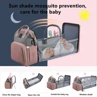 New Folding Mommy Bag Lightweight Portable Folding Crib Bed Large-capacity Baby Backpack Female Mommy Outting Bag Bolsa 1
