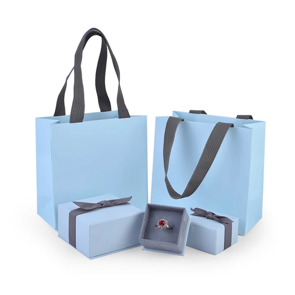 

Индивидуальная светло-голубая сумка для ювелирных изделий и коробка Wathet синяя бумажная коробка с мешочком для подарка стандартная упаковочная коробка с принтом логотипа