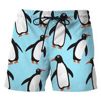 3D Printed Penguin Men's Short Pants Fashion Hawaii Beach Shorts Cool Casual Summer Quick Dry Animal Pattern Sports Swim Trunks 1