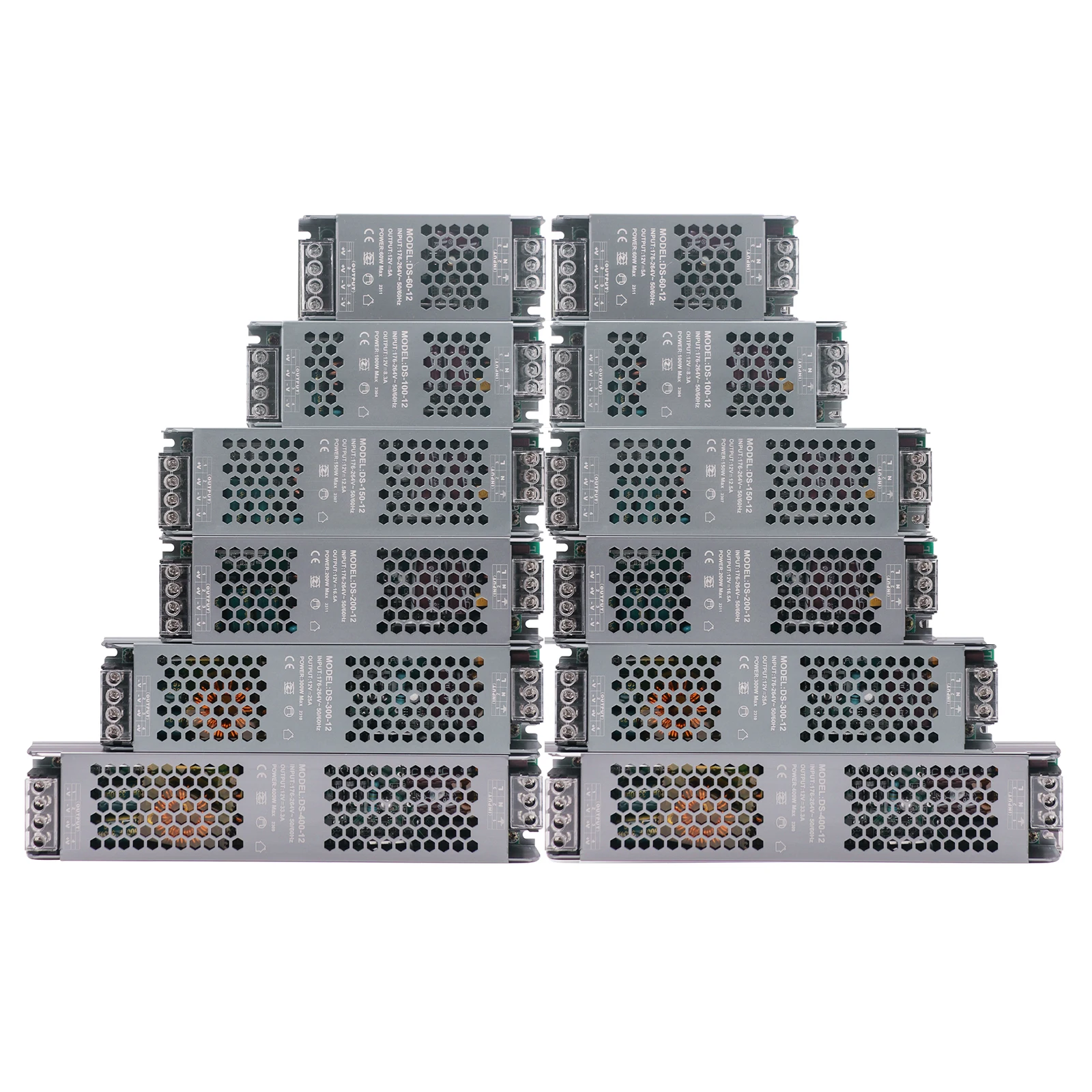 LED 드라이버 전원 공급 장치, 조명 변압기, 전원 어댑터, AC 180-260V, DC 12V, 24V, 60W, 100W, 200W, 300W, 400W