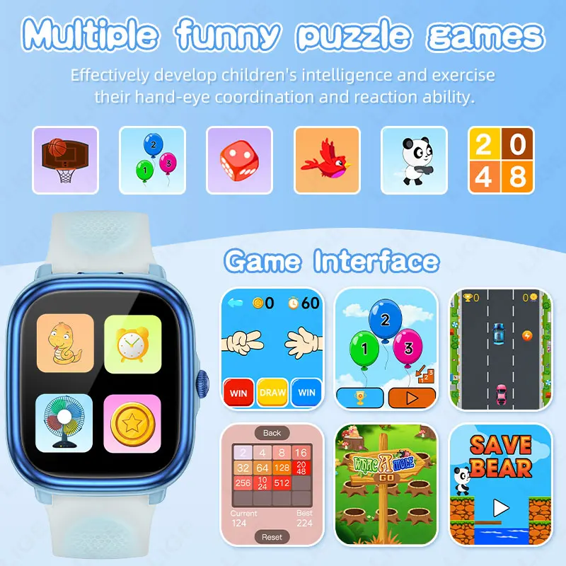 LIGE Kids Learning Smart Watch IP68 Waterproof Sport Pedometer Child Smartwatch Children's Health Tracker Watch Puzzle Game Gift