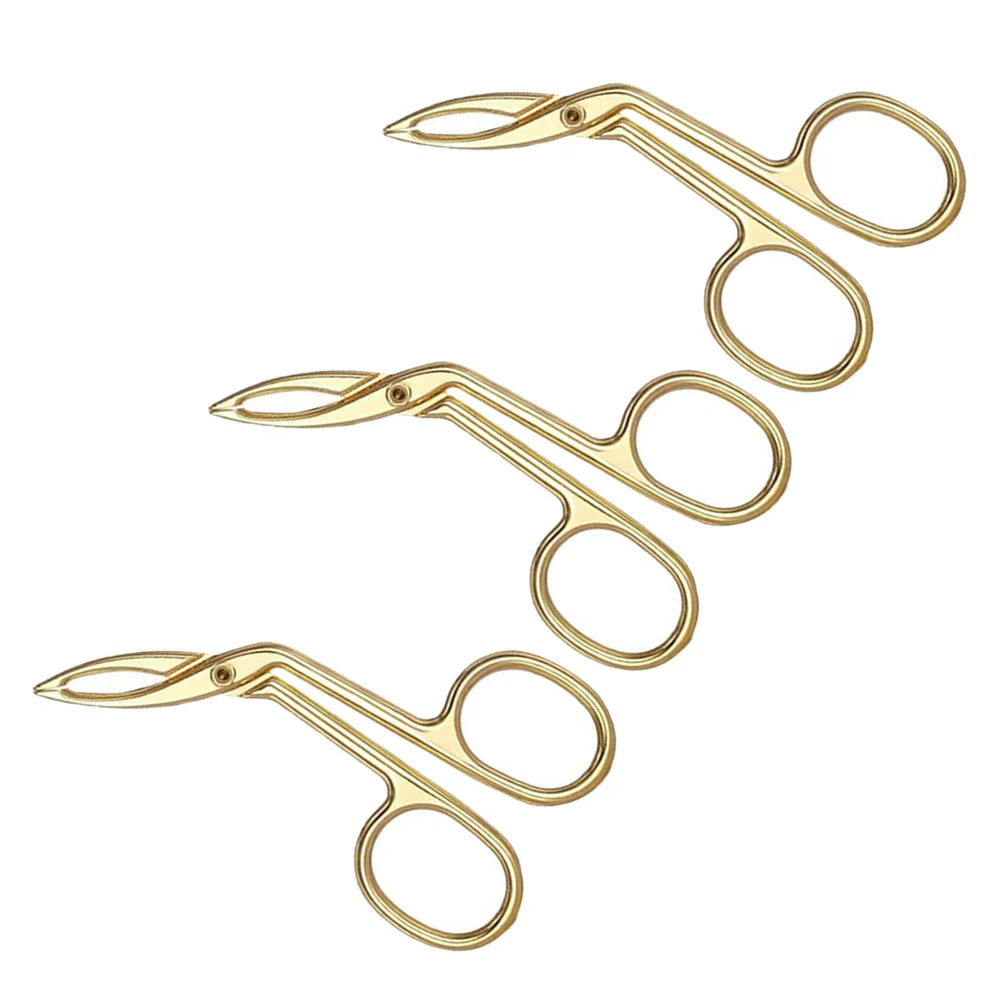 3 Pcs Eyebrow Tweezers Scissor Handle Nose Hair Trimmer Straight Tip Golden Miss 4