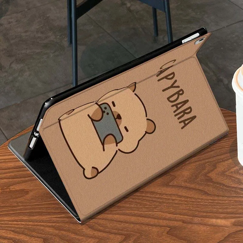 Cartoon Capybara Bubble Tea Tablet Case