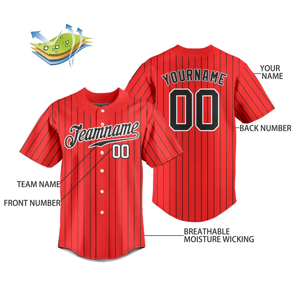Baseball Jersey Full Botton T-shirts Breathable Sportswear Team Traning Uniform for Men Women